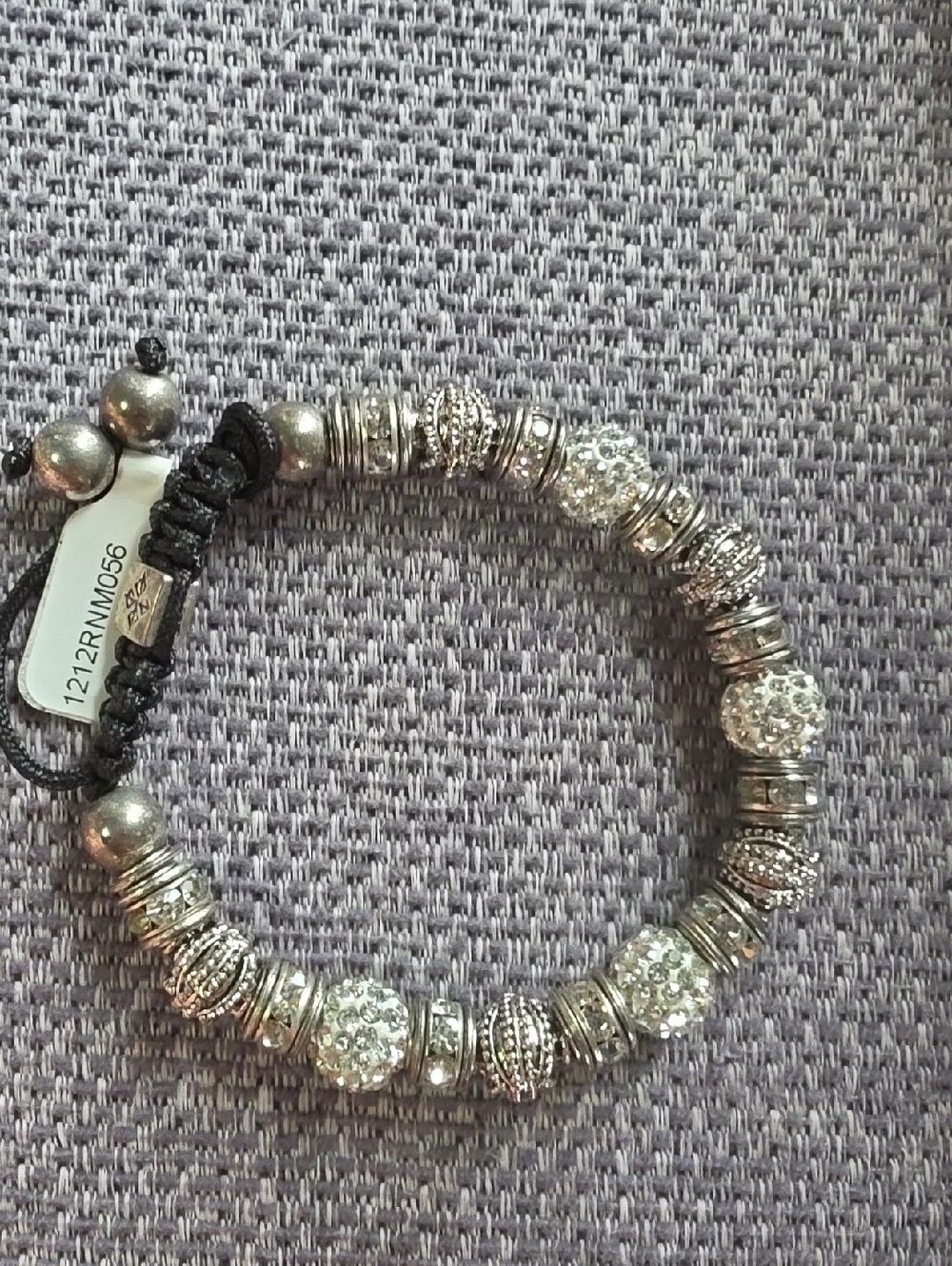 Silver Beaded Pavé Men's Bracelet - Unbranded